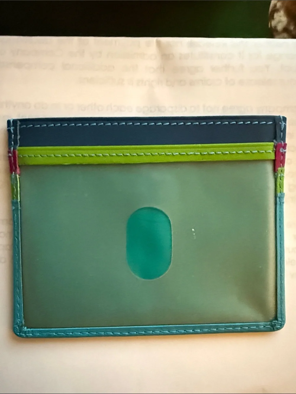 Mywalit  Multicolor Leather Card Holder - Teal, Blue, Pink, Lime